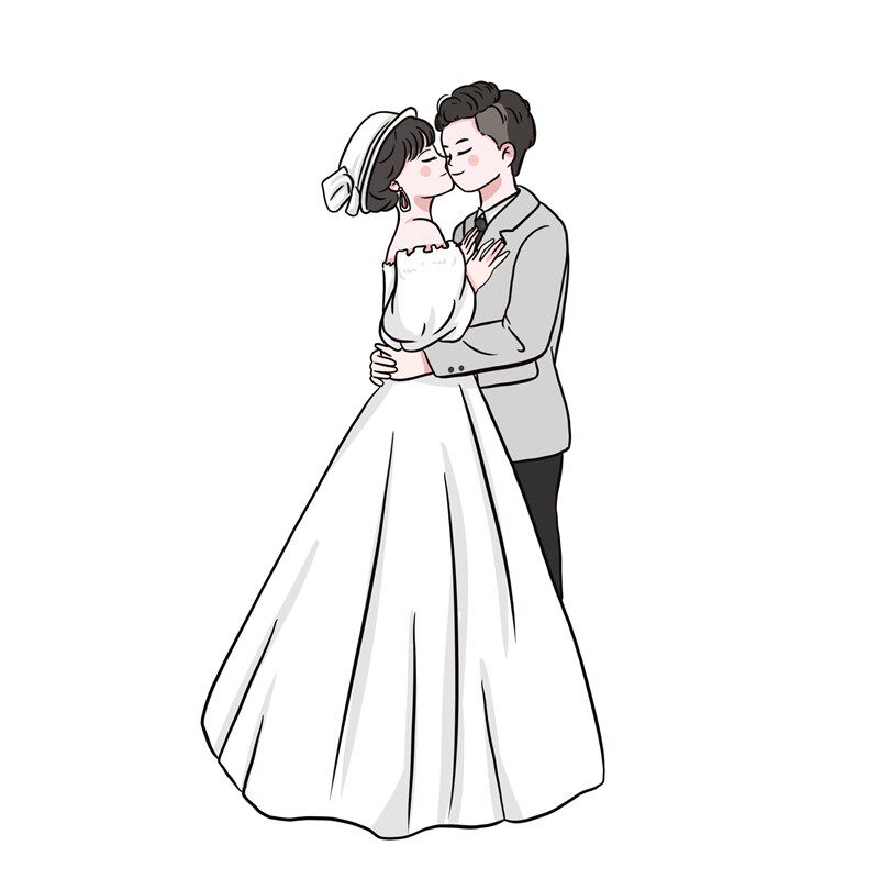 情侣彩色定c制卡通q手绘头像版简笔画动漫婚礼礼物真人照片转手绘