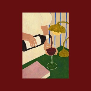 Carla艺术装 饰画书籍与红酒油画海报书房卧室南洋风不干胶贴纸