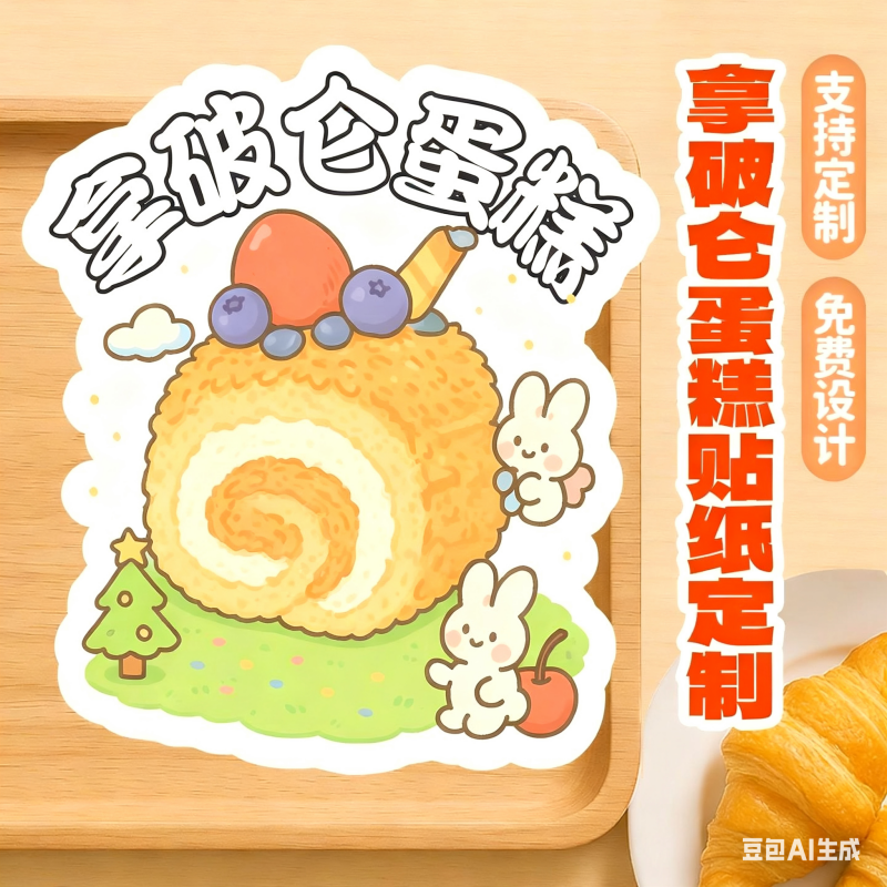 拿破仑蛋糕贴纸定面包蛋糕烘焙面包装不干胶封口贴标签LOGO二维码