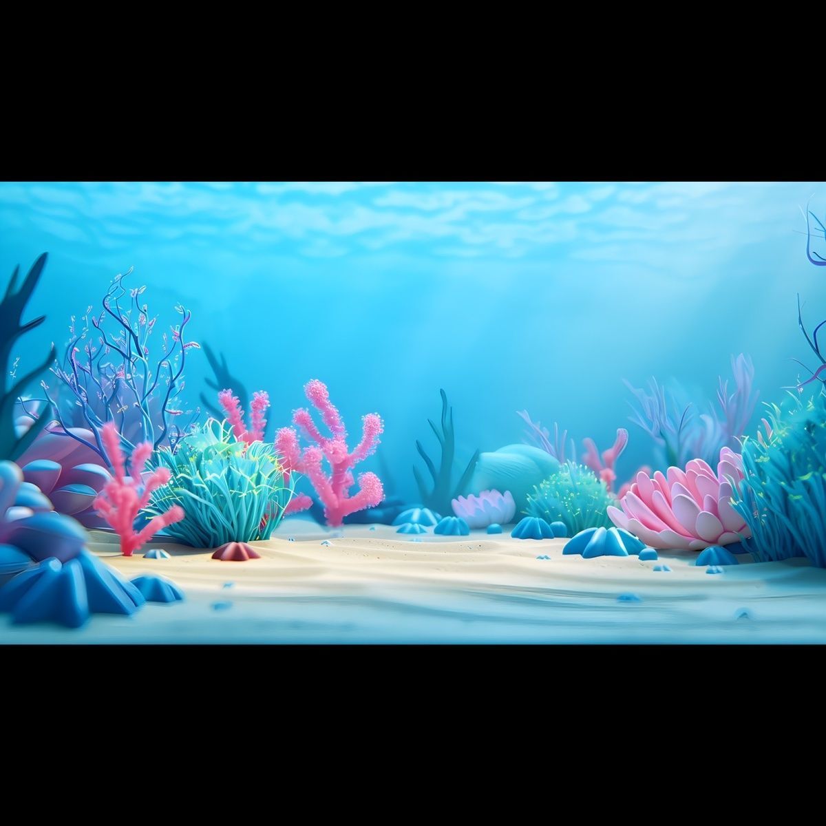 鱼缸背景纸画高清图3d立体壁纸水族箱贴纸壁画造景装饰海底海草