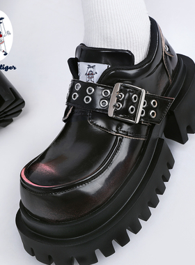 purple tiger小众2025春季新款擦色厚底鞋百搭增高小皮鞋德比鞋女