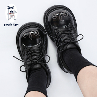 purpletiger【原创】2026春新品哥特厚底大头鞋德比鞋增高女单鞋