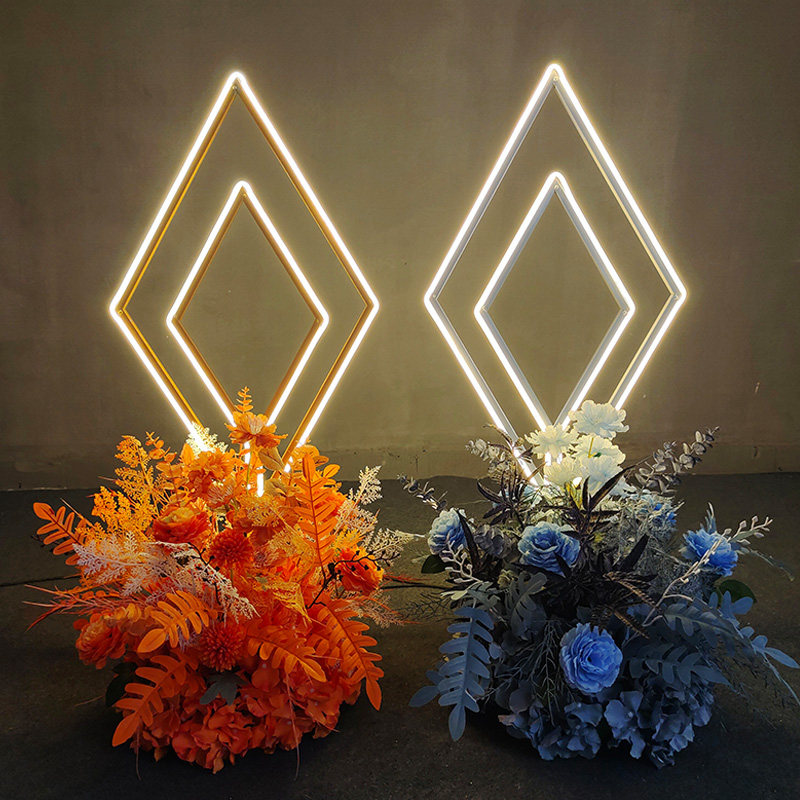 2022新款婚庆道具菱形发光路引led灯带几何灯光婚礼t台布置用具