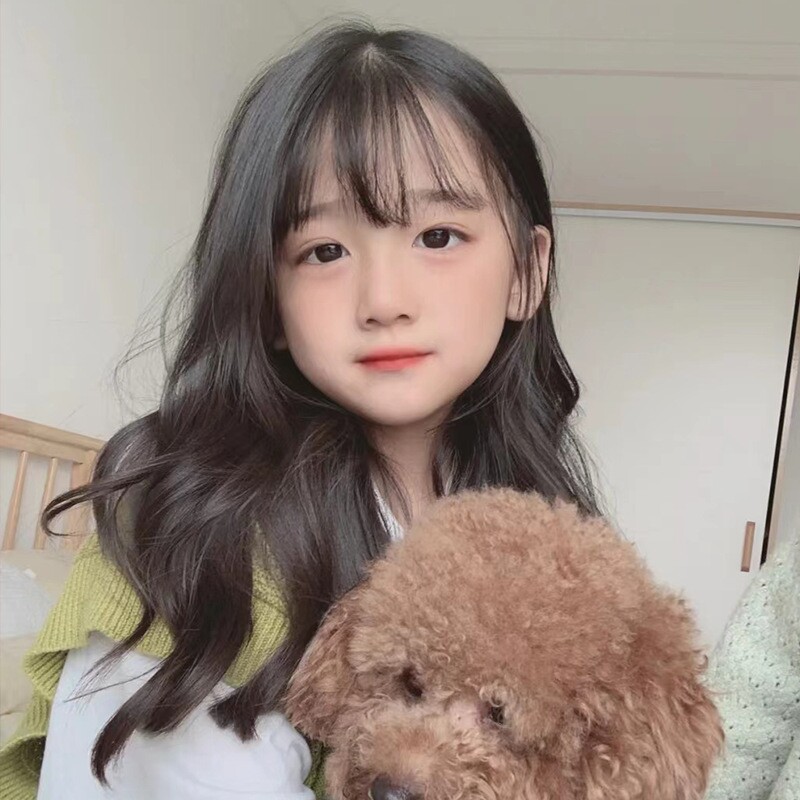 厂家现货儿童假发女长卷发韩版ins仿真发丝长发化纤头套一件代发