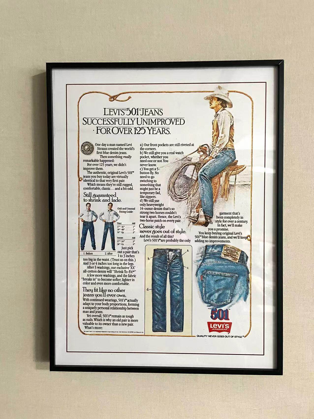 levis 牛仔裤 广告复古美式海报装饰画 家居挂画