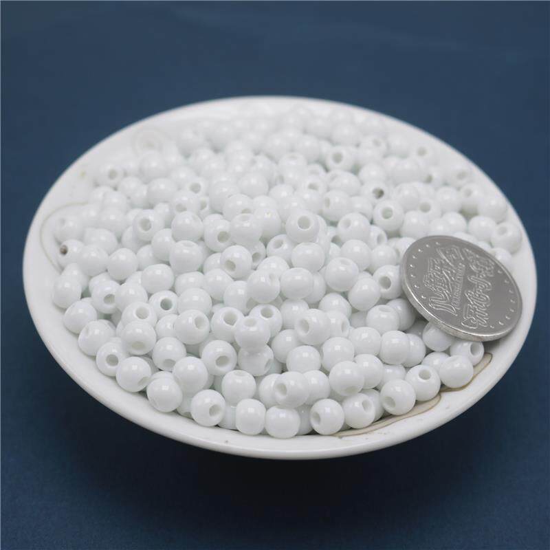陶瓷珠子 6mm各尺寸白色瓷珠 纯白珠子手工材料散珠 袋装