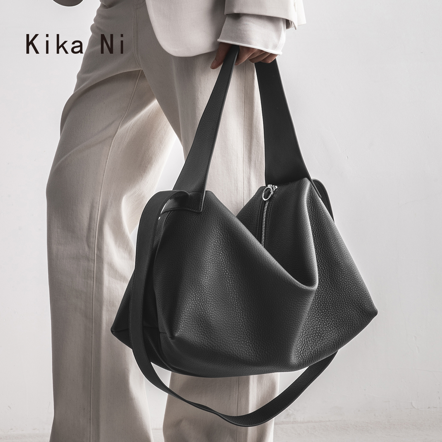 KikaNi慵懒风枕头包真皮流浪包