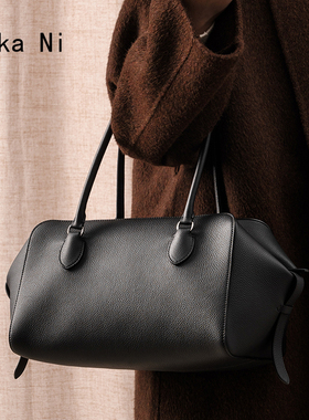 kikani 秋冬波士顿手提包女单肩通勤包bowling小牛皮保龄球公文包