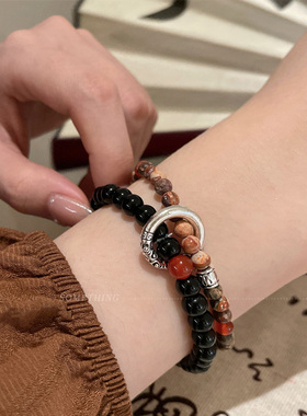 新中式国风平安扣天然石串珠手链