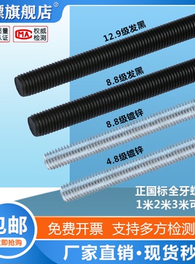 4.8级8.8高强度国标镀锌全牙螺杆牙条通丝杆全螺纹大全10mm12加长