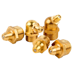 黄油嘴铜油杯咀枪注油嘴枪头挖机 直弯通式压注直枪接铜油嘴头子