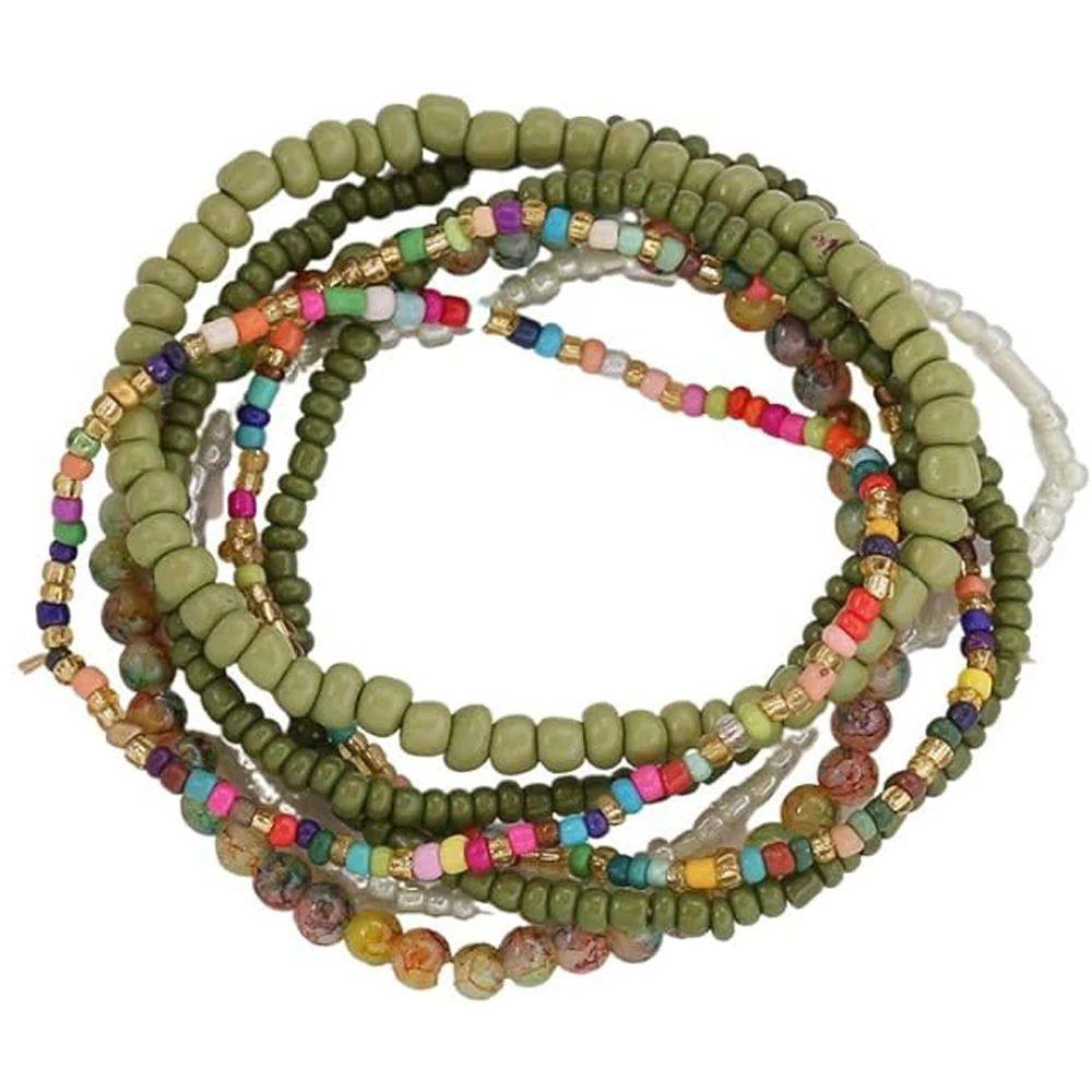 Boho Colorful Handmade Stackable Bead Bracelets Set Multicol