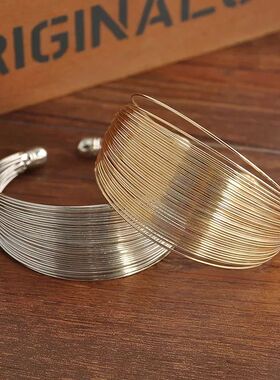 Vintage Smooth Irregular Twist Wide Bracelets For Women Gold