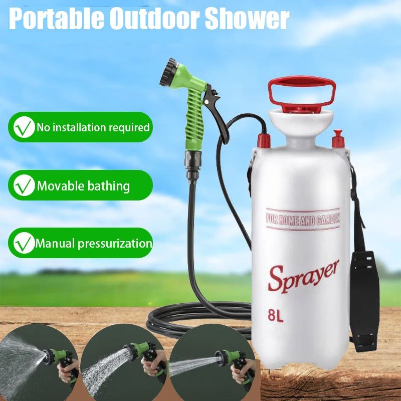 4/8L Portable Shower for Camping,Outdoor Shower with 3m Hose