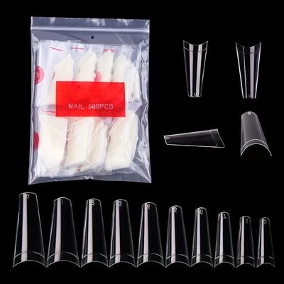 500Pcs False Nail Art Tips French Natural Transparent Coffin