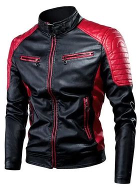 2023 Fashionable Casual Men's Leather Jacket Splice Motorcyc