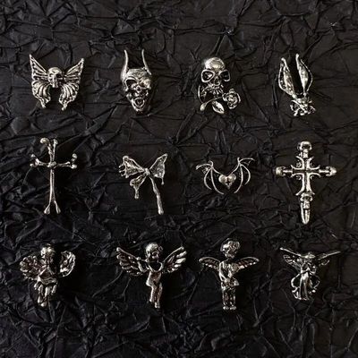 10pcs Gothic Punk Style Nail Art Charms Antique Silver Alloy
