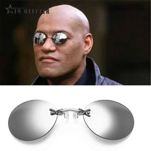 Clip On Nose Glasses Round Rimless Matrix Morpheus Sunglasse