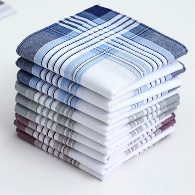 6 Packs of Men's Yarn-Dyed Pure Cotton Handkerchiefs, Classi
