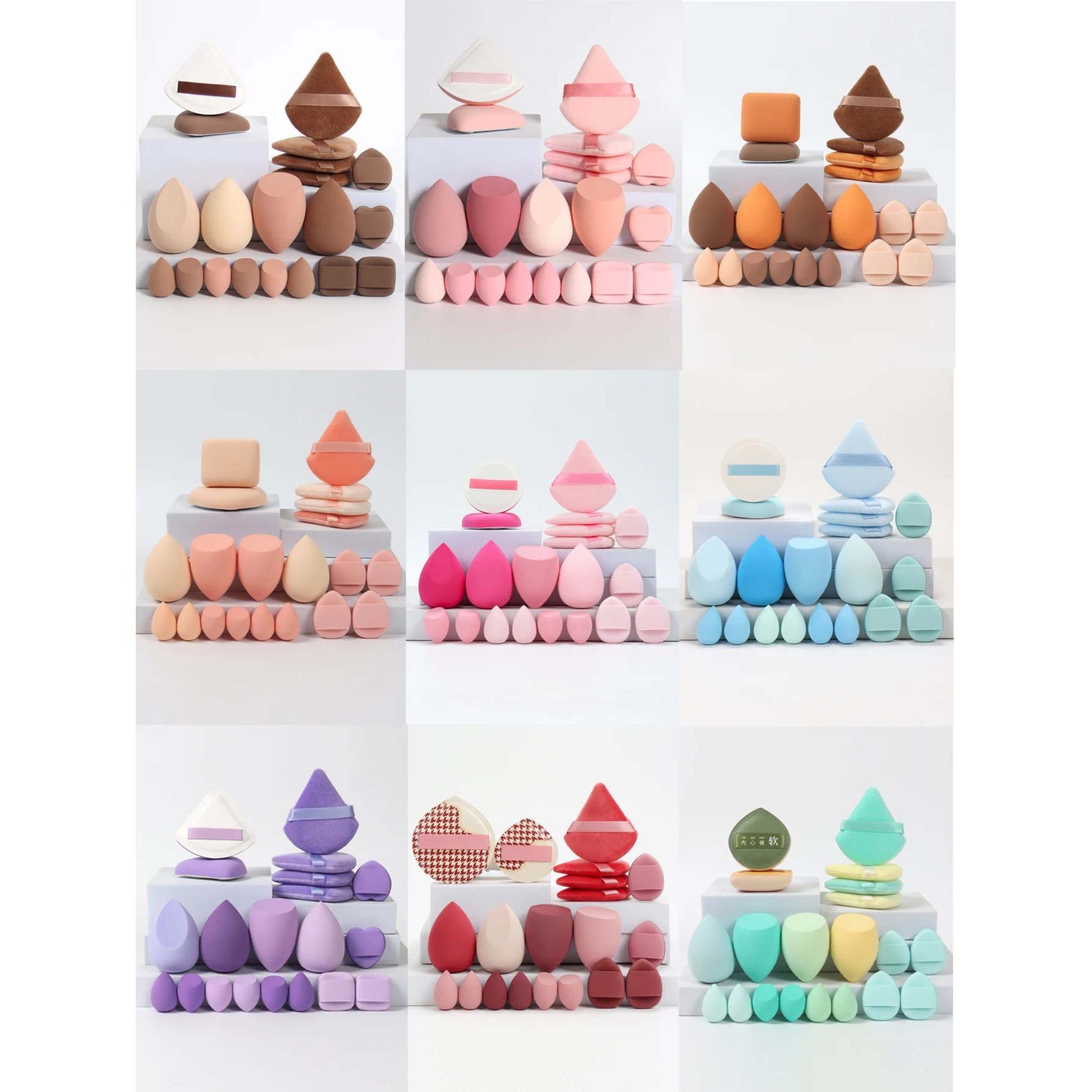 20 Pcs Pink Makeup Sponge and Makeup Puff Set Suitable for F