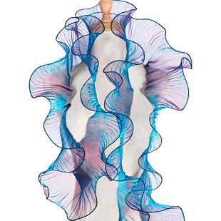 2Yards Ruffled Pleated Lace Fabric Gradient Organza Border f