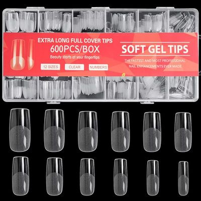 600 Pcs Square Nail Tips Artificial Full ver Nail Tips Soft