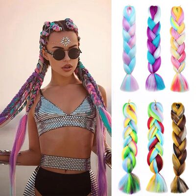 Jumbo Braiding Hair Rainbow Colors Extensions Fiber Mix Four