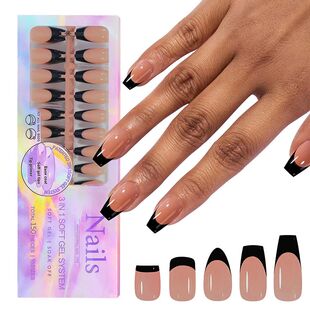 150pcs/Boxed French Gel Tips Press On Nails Black Coffee Alm