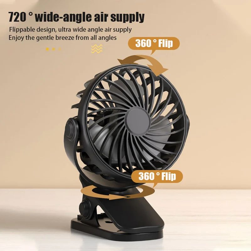 Rechargeable Portable Electric Fan 720° Rotating Hanging Cl