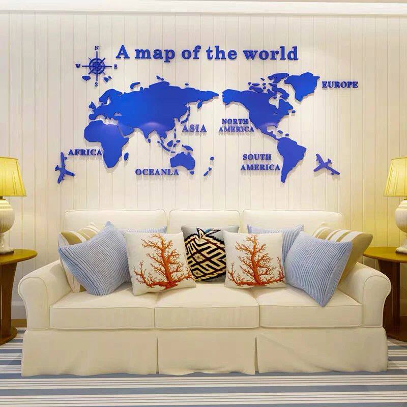World Map Wall  3D Acrylic Wall ers Three-dimensional Mirror