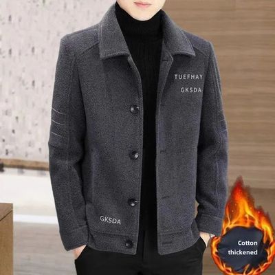 New Men's Woolen Overcoat Cropped Autumn Winter Thickened Ja