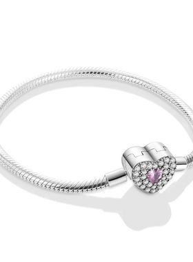 Fashion S925 Silver Plated Peach Heart Love Sparkling Zircon