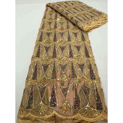 Kalume 2025 African Lace Fabric Sequins Nigerian Mesh Lace F