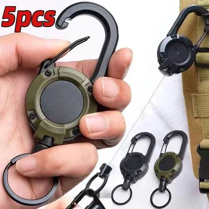 Retractable Heavy Duty Pull Reel Carabiner Strong Steel Wire