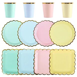 10pcs Colorful Disposable Party Plates Supplies Paper Dispos