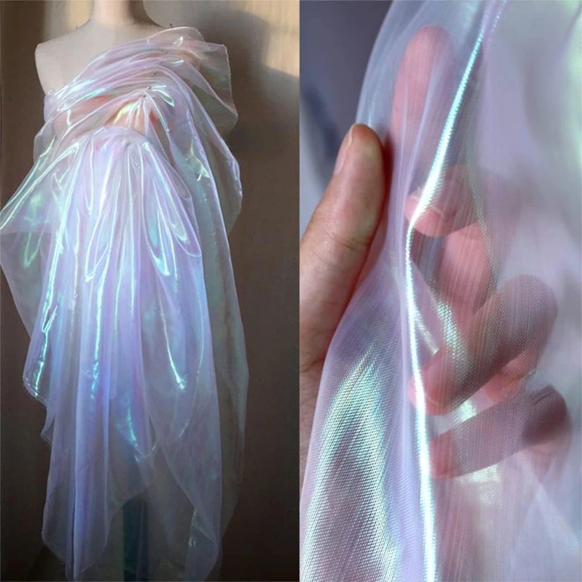 Laser Tulle Fashion Fluorescent Organza Fabrics Laser Shiny