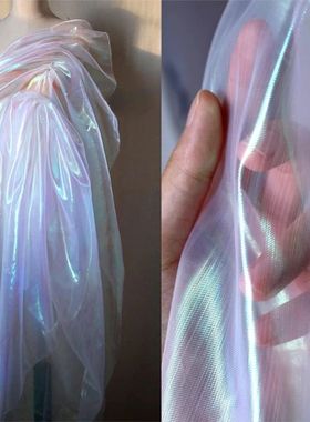 Laser Tulle Fashion Fluorescent Organza Fabrics Laser Shiny