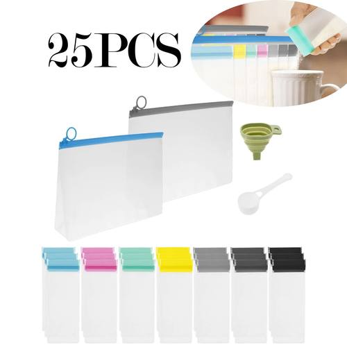 25Pcs Protein Powder Container with Funnel and Spoon Portabl