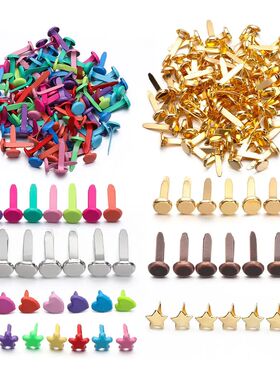 100Pcs Vintage Metal Plated Mini Brads Splitpin Spikes Embel