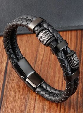 Charm Braid Rope Bracelet For Men Stainless Steel Magnetic B