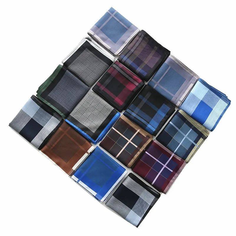 3Pcs 43x43cm Plaid Striped Combed Cotton Color Weaving Men S