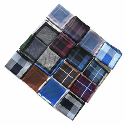 3Pcs 43x43cm Plaid Striped Combed Cotton Color Weaving Men S