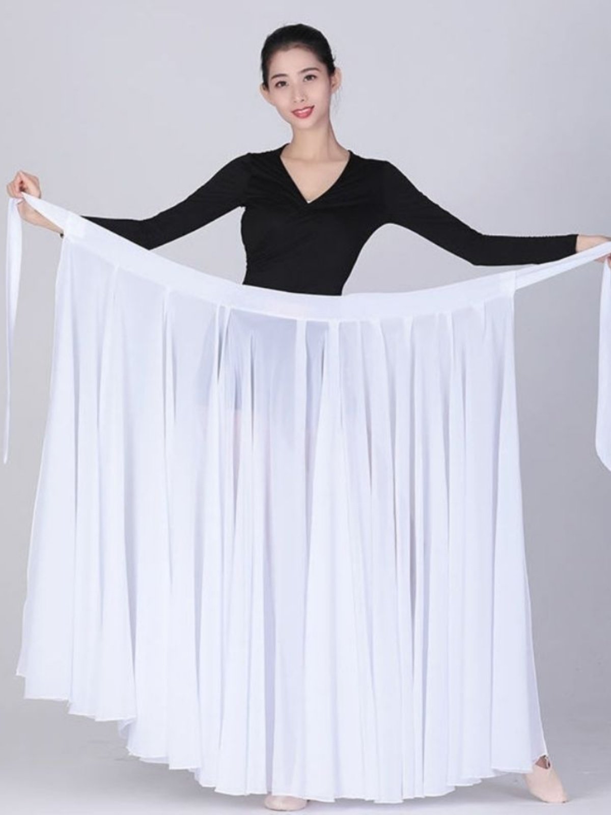 댄스용 라지스윙스커트 레이스업원피스쉬폰연습스커트 댄서성우스커트 고전무용의상 미려