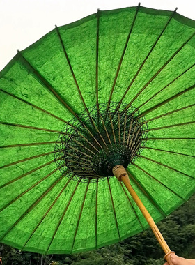 油纸伞非遗古风防雨绿色手造云龙纸浸染复古传统新中式伞女汉服伞