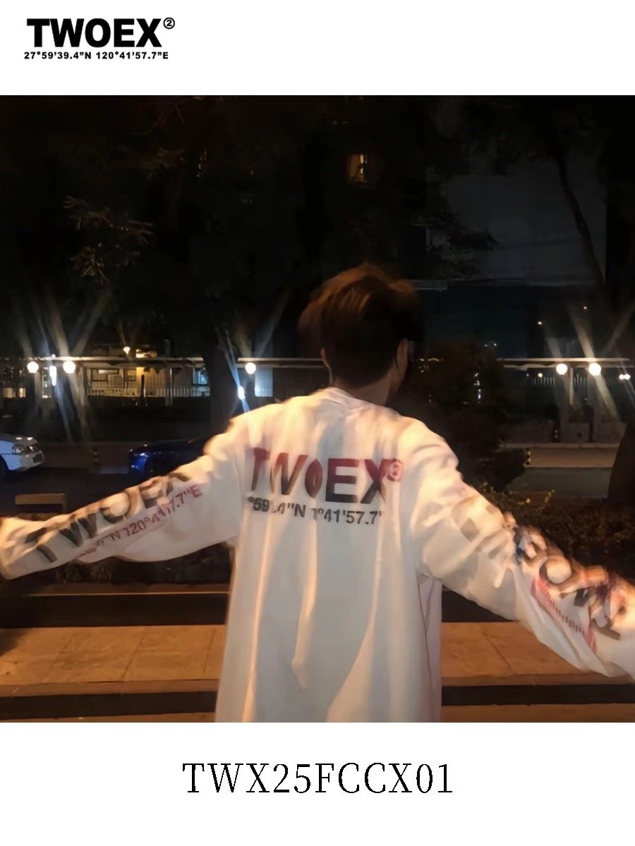 现货【黄明昊主理】TWOEX2 福利返场款纯棉宽松坐标圆领长袖T恤