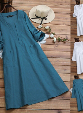 M-5XL women dress summer 2019casual lady loose skirt棉麻女裙