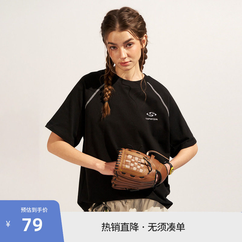 BEASTER全棉吸湿速干短袖T恤男2026年夏季百搭黑色插肩袖上衣女图片