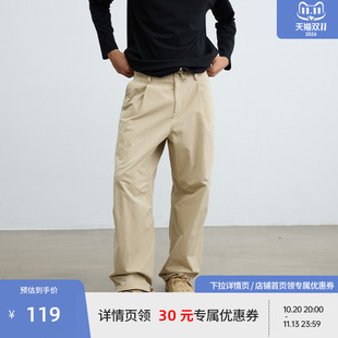 BEASTER卡其色美式刺绣休闲长裤男夏秋新品25工装风直筒纯棉裤子