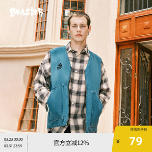 BEASTER奥莱蘑菇工装 风情侣休闲保暖棉衣外搭 棉马甲男冬潮流美式