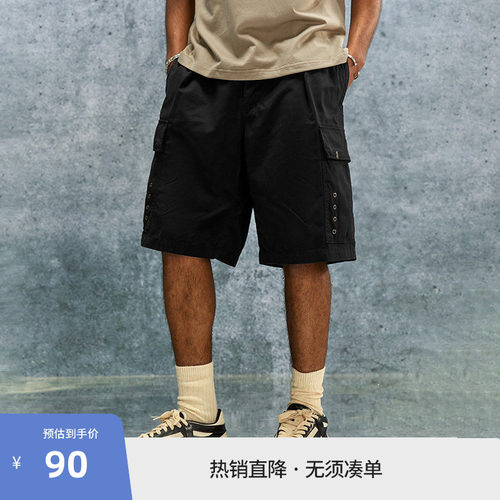 【beaster fe】大口袋工装抽绳短裤夏新款美式潮牌宽松休闲裤